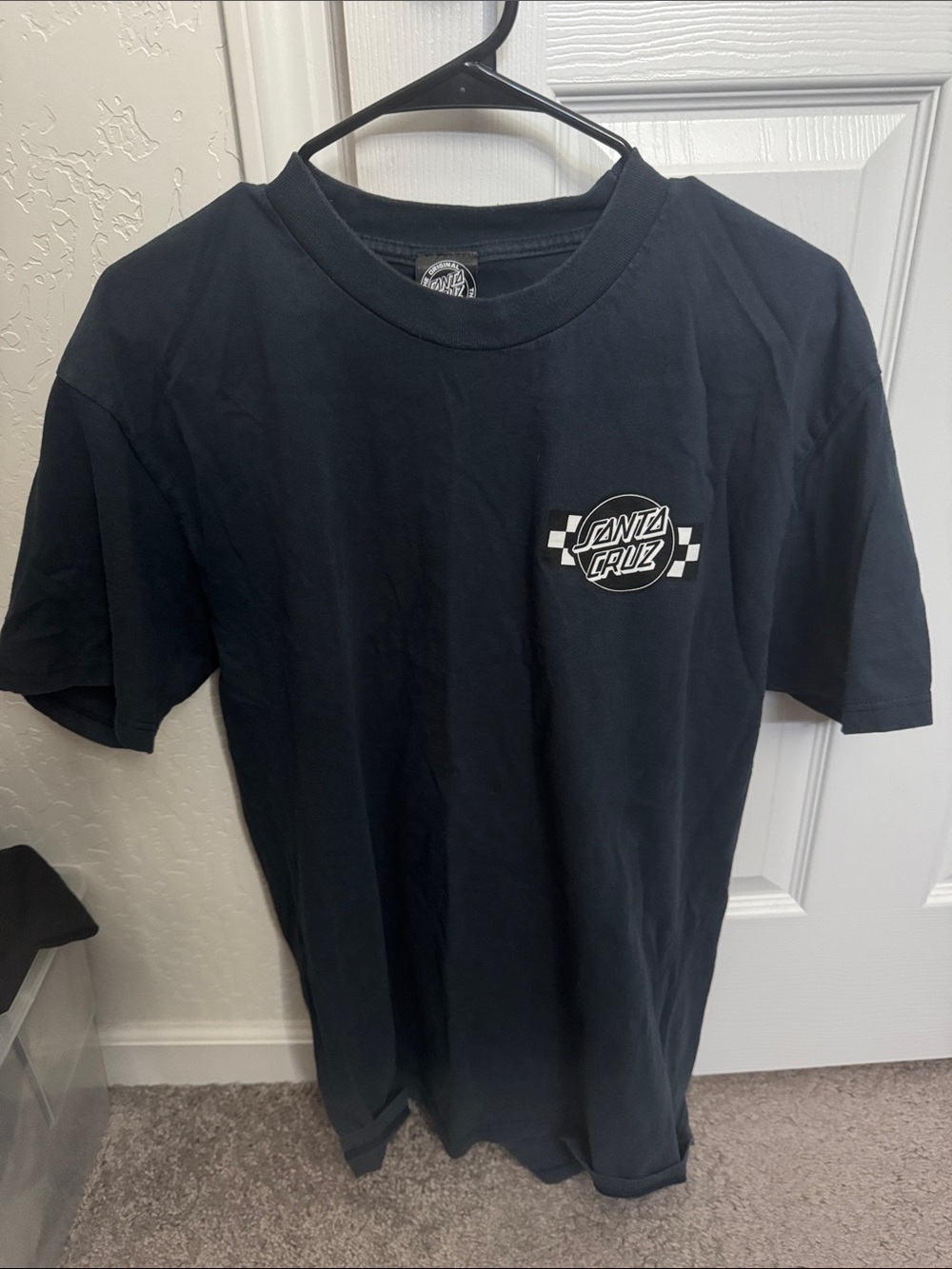 Santa Cruz Skateboards Black Short Sleeve Tee with White Logo